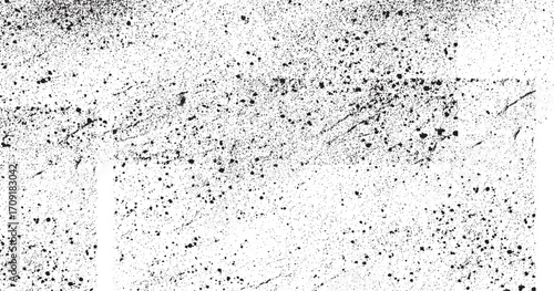 Dirty or dust film grain speck grit grunge overlay on white background grain noise Speckle grain dot white paper noise texture  Noise dot grain background with gradient ripple wave, vector grunge text