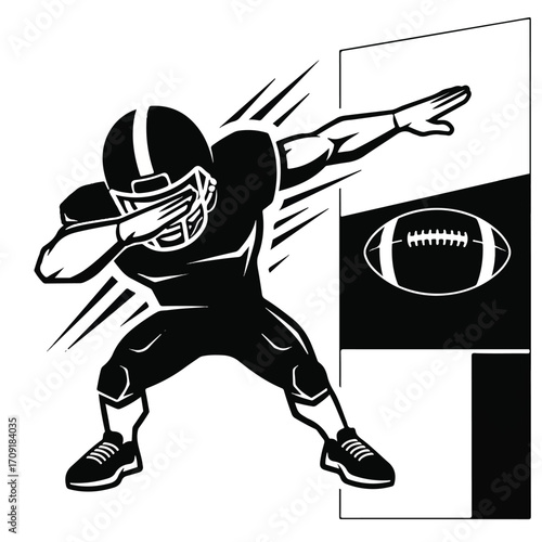 A cartoon football player performing the dab celebration.