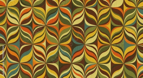 Retro floral pattern vibrant mid-century modern design