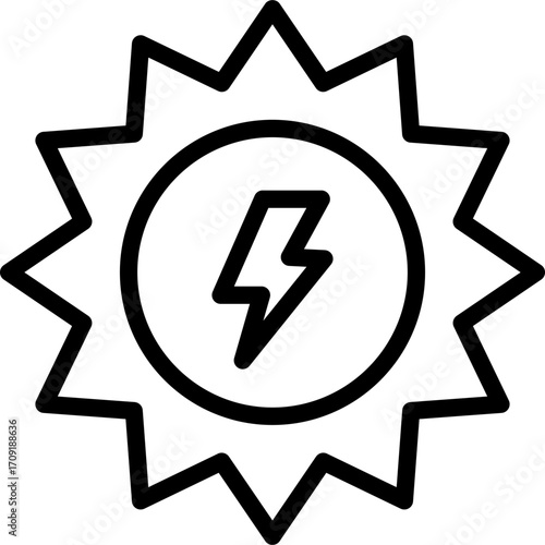 sun energy icon illustration design with outline