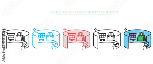 Virtual Shopping icon design with white background stock illustration
