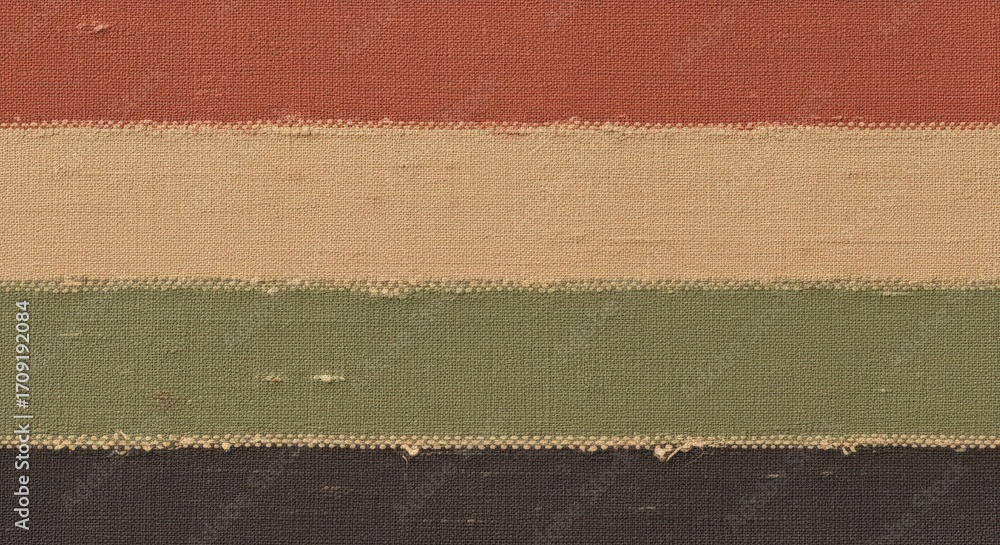 Fototapeta premium Textured striped fabric in earthy tones, natural weave