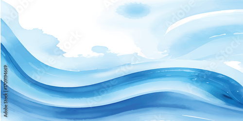 ocean Blue wave abstract water vector art design for a flowing summer concept
