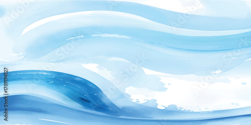 Abstract ocean blue background with flowing waves of a serene ocean under a clear sky