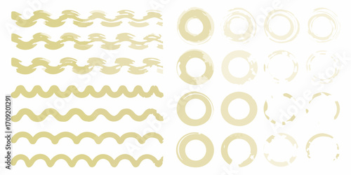 Light Yellow Brush Stroke Waves and Circles Keywords: light yellow, white, background, brush