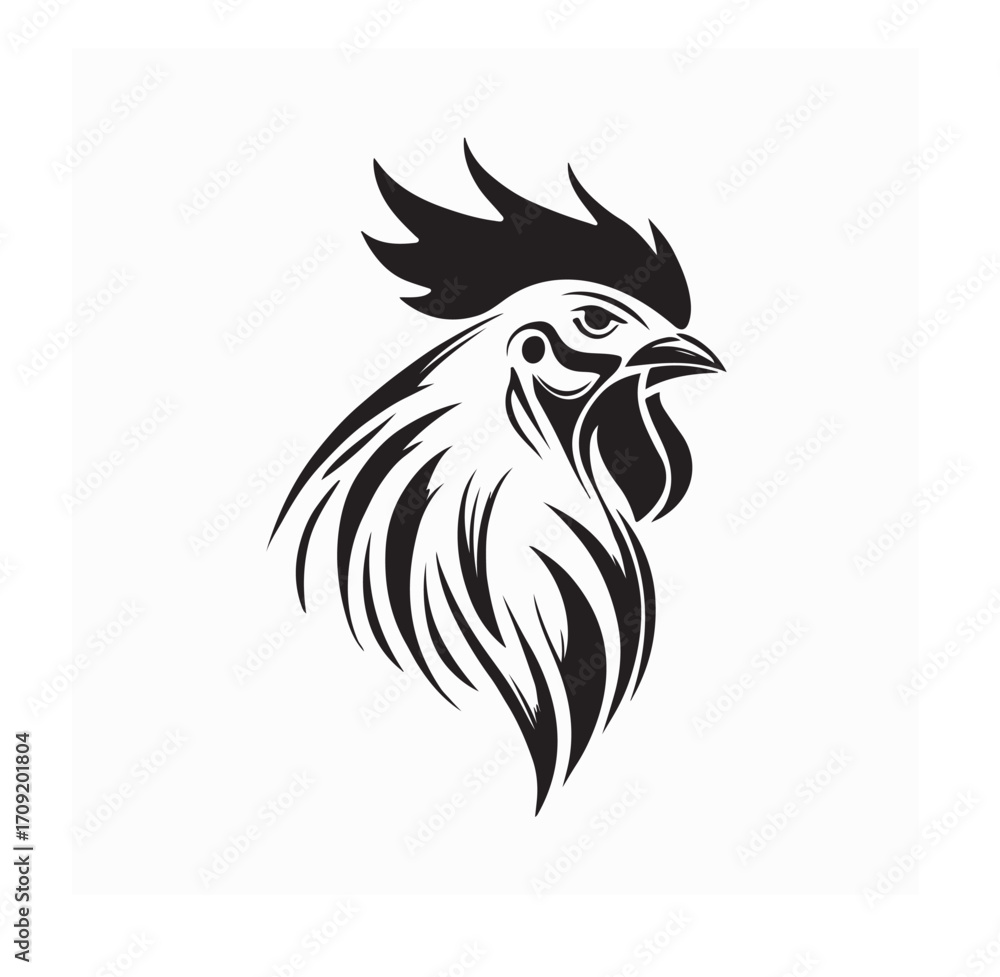 Obraz premium Rooster Head Crest Logo Vector Design on white background