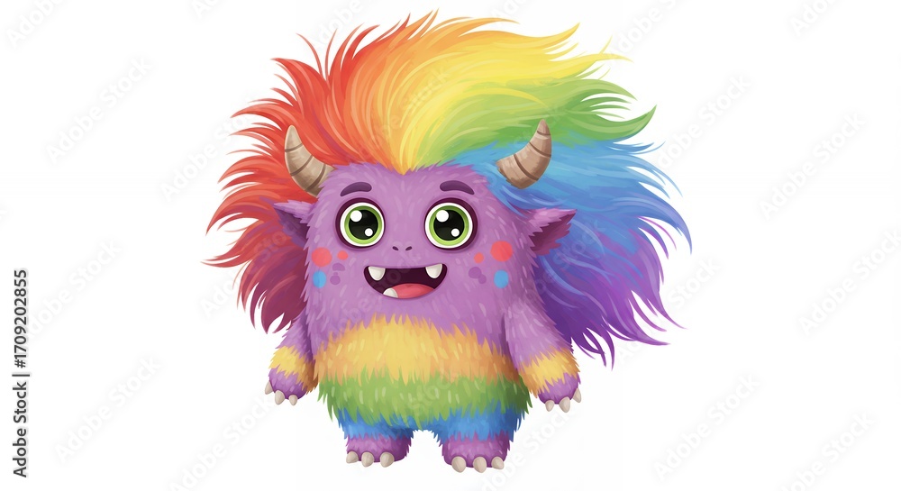 Fototapeta premium Cute rainbow monster plush toy