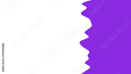 Abstract background featuring a dynamic, wavy purple shape contrasting against a clean white backdrop, ideal for modern design projects or presentations.
