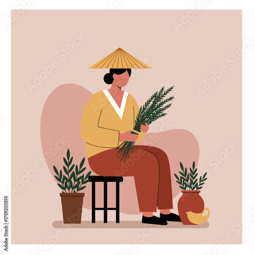 A diverse woman sits comfortably, engaging with her smartphone. Ideal for themes of digital communication, social media, online learning, or modern lifestyle.