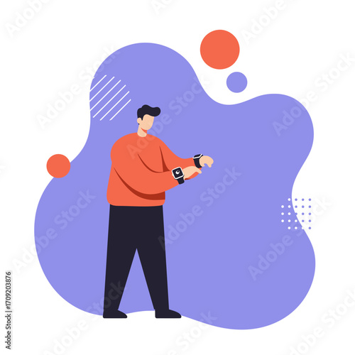 Modern man checking smartwatches on both wrists. Represents digital connectivity, time management, and health tracking in a fast-paced lifestyle.