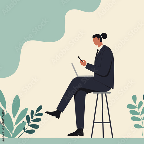 Senior man in swim trunks relaxing on a sofa, working on his laptop at home. Represents remote work, modern retirement, and comfortable leisure.