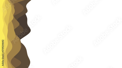 Abstract wavy yellow and brown layers create a smooth gradient background with ample copy space, ideal for modern design.
