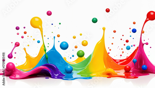 vibrant splashes of paint c...