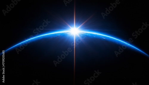 sunrise and lens flare over...
