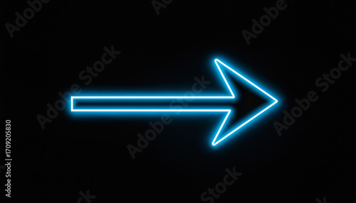 neon arrow sign on a black ...
