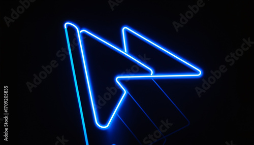 a blue neon outline of a fa...
