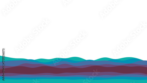 Abstract layered waves in teal, blue, and purple create a tranquil graphic background. Ideal for digital designs, websites, or presentations.