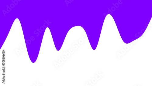 Abstract purple wavy shape resembling dripping liquid or a fluid border on a clean white background, ideal for modern design and graphic elements.