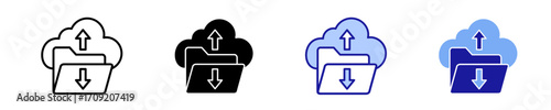 Cloud Service  Icon Set Multiple Style Collection