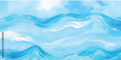 Abstract blue ocean  waves flowing like a liquid sea