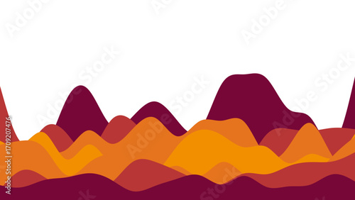 Abstract layered landscape with smooth, undulating hills in warm autumnal colors, ideal for modern design, data visualization, or background graphics.