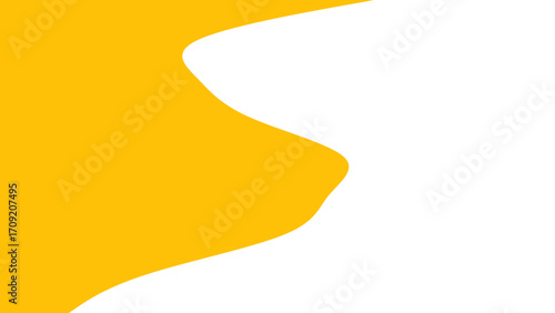 Vibrant yellow wavy abstract shape against a clean white background, creating a dynamic and minimalist graphic design element. Ideal for modern backgrounds, presentations, or branding.