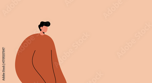 Minimalist illustration of a person on a clean background, ideal for design, lifestyle, business, or conceptual themes. Focus on individuality and simplicity.