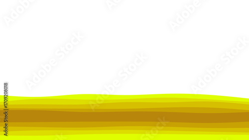 Abstract layered design with undulating waves of yellow and golden-brown, evoking peaceful landscapes or organic textures. Ideal for modern backgrounds.
