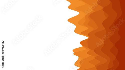 Dynamic abstract background featuring warm orange and brown wavy shapes against a clean white space. Ideal for modern designs, presentations, or digital projects.