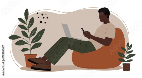Man digitizing a heartfelt message with a smartphone, symbolizing modern communication, sharing emotions, or online connection. Ideal for technology, social media, and relationship concepts.