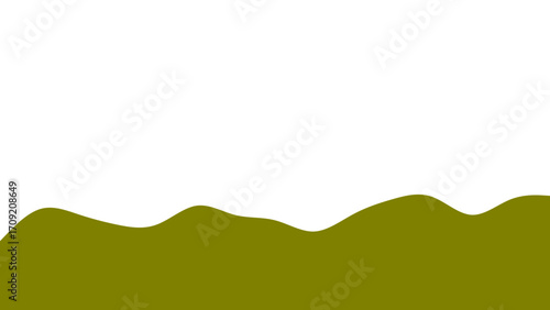 Abstract olive green hills with a wavy landscape silhouette against a clean white background, ideal for natural themes, peace, and graphic design.