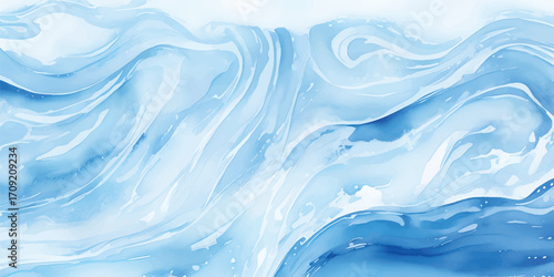 Abstract light blue water ripples flow across a soft liquid surface, creating a dynamic ocean texture
