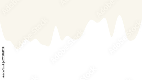 Abstract wavy beige cream fluid drip pattern on a clean white background, ideal for minimalist designs, food packaging, or cosmetic branding.