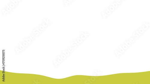 Minimalist landscape with a smooth green wave creating natural ground against a pristine white sky. Ideal for design, nature concepts, or clean backgrounds.