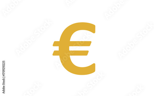 Illustration of a golden euro currency symbol on a white background representing european financial markets