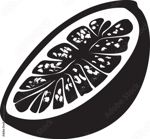 Passion Fruit slices or portion icon clean simple silhouette