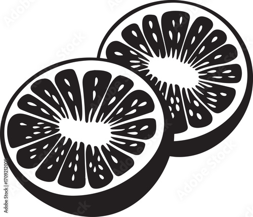 Kiwi fruit slices or portion icon clean simple silhouette
