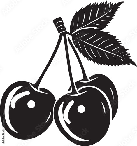 Cherry slices icon clean simple silhouette