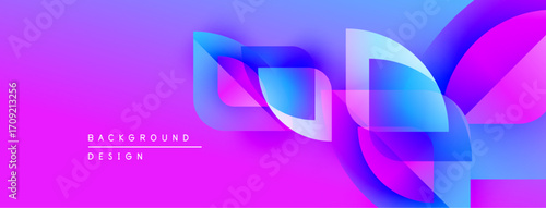 Abstract vibrant background. Overlapping shapes create dynamic visual effect. Gradient colors blend smoothly, modern design element.