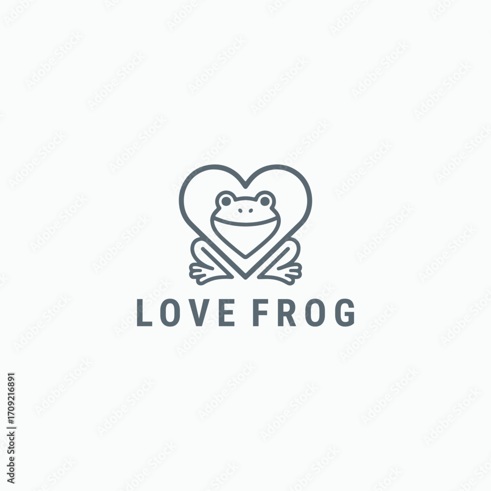 Fototapeta premium Love frog logo vector icon illustration style