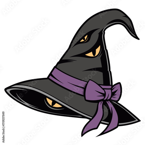 Cartoon witch hat with eyes for halloween party