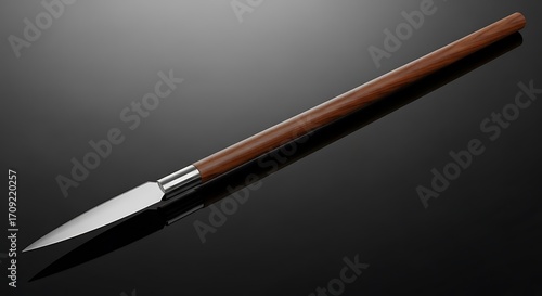 Wallpaper Mural A pristine spear lies poised, reflecting on a dark, lustrous surface Torontodigital.ca