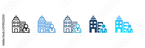 Client Company icon set multiple style collection