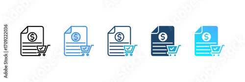 Purchase Order icon set multiple style collection