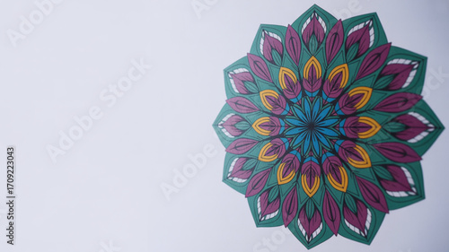 Beautiful colorful floral mandala art design illustration for meditation and relaxation therapy pattern drawing