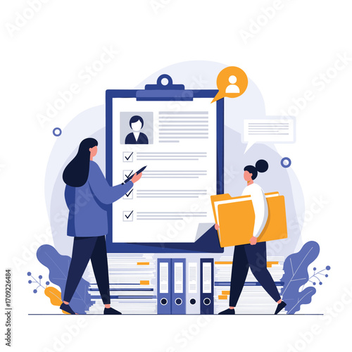 Reviewing a resume and applicant's qualifications for a job opening.