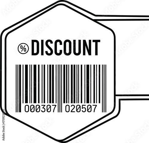 Vector art of discount barcode tag for promotional sale