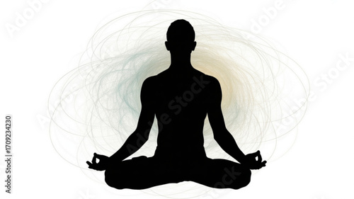 Meditation yoga silhouette pose for mindfulness and relaxation practice for health and wellness benefits