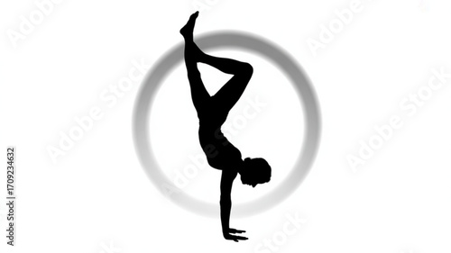 Yoga handstand pose silhouette vector illustration for fitness and wellness exercises and balance training
