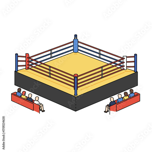 Isometric Boxing Ring with Spectators.